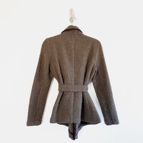 Gap Jacket Women’s Small Brown Wool Blend Wrap Sweater Removable Belt Relaxed - Picture 6 of 10